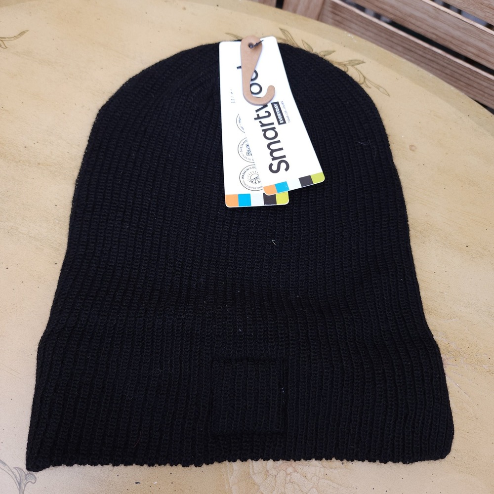 NWT Smartwool One Size NEW Black Merino Wool Blend Beanie Ribbed Knit Snow Hat